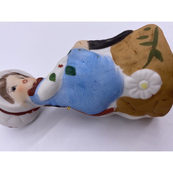 Vintage Jasco Bell Bonnet Girl Flowers Cat Kitty 5" 1978 Taiwan Home Decor - Picture 9 of 11